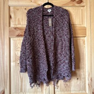 Distressed bottom cardigan